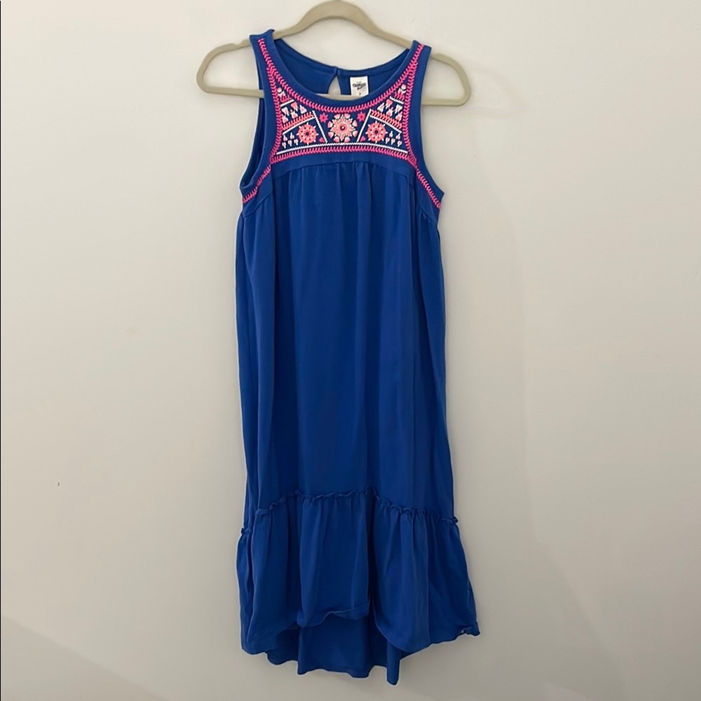 OshKosh Blue Sleeveless Maxi Dress with Pink Accents Girls Size 7